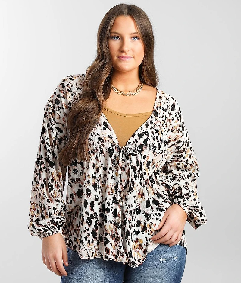 Animal Print Woven Top
