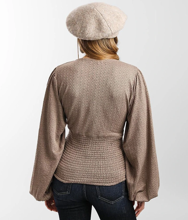 Textured Lace-Up Top