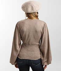 Textured Lace-Up Top