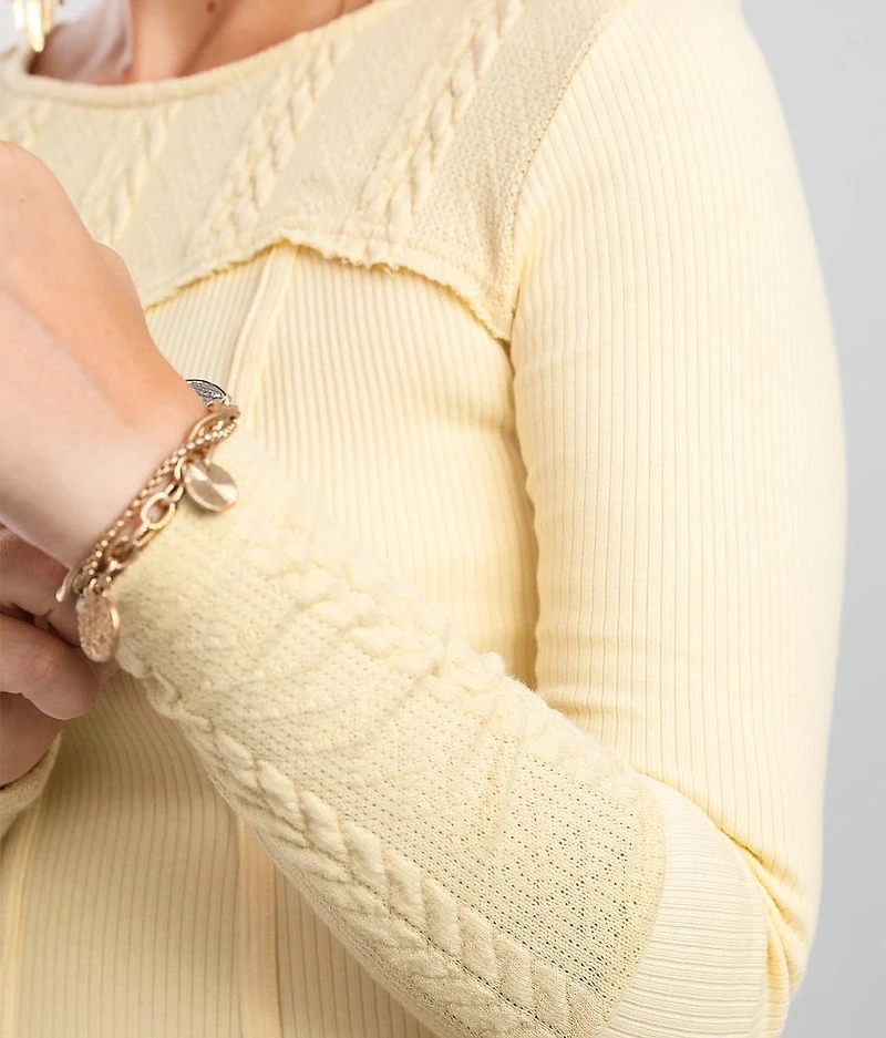 Pieced Cable Knit Top