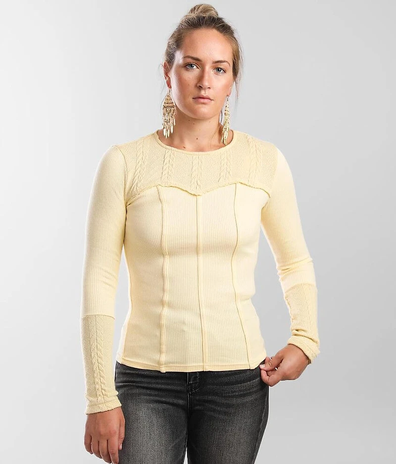 Pieced Cable Knit Top