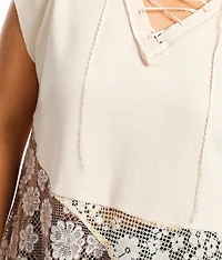 Lace-Up Pieced Thermal Top