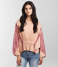 Pieced Rib Knit Peplum Top