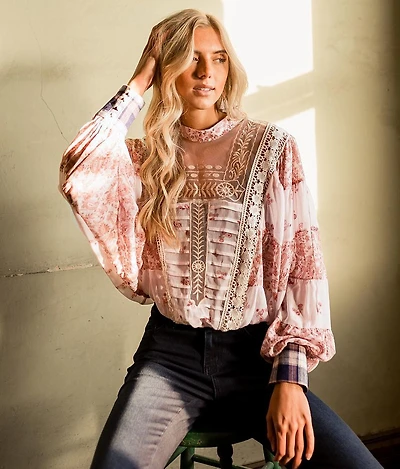 Pieced Chiffon Top