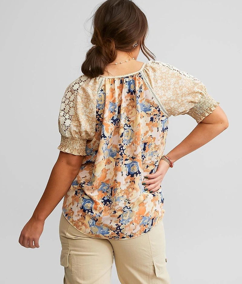Floral & Crochet Top