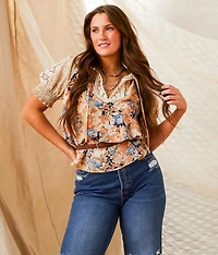 Floral & Crochet Top