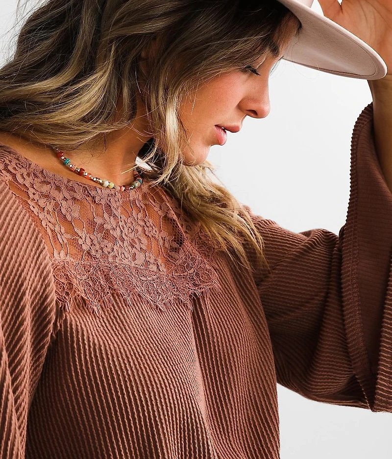 Eyelash Lace Yoke Top
