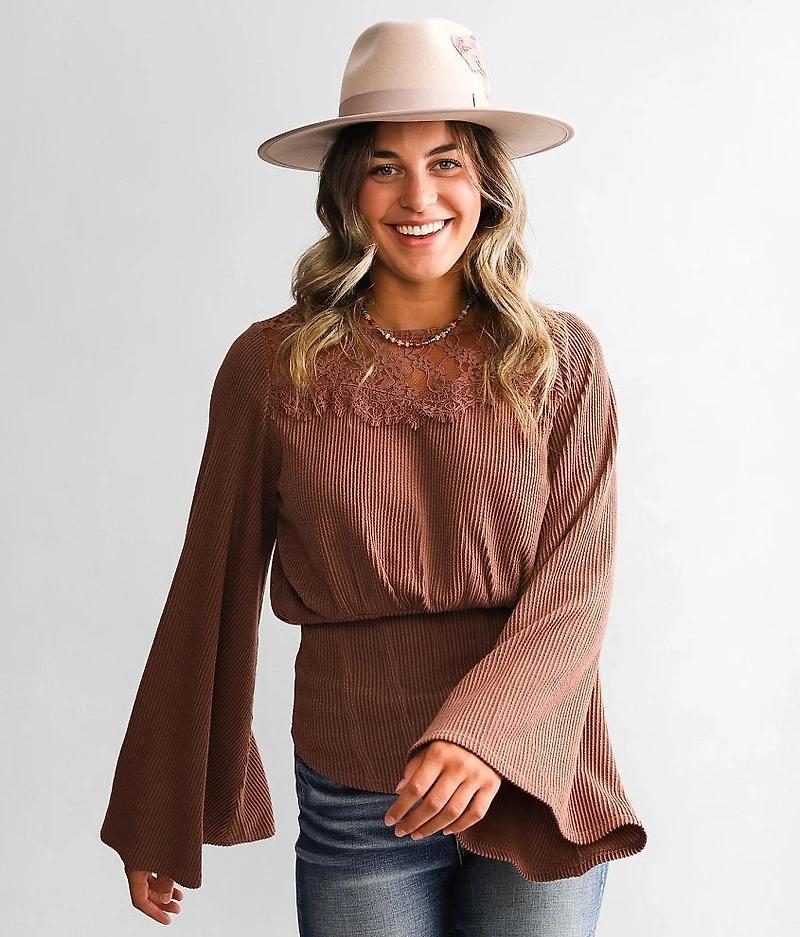 Eyelash Lace Yoke Top