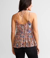 Paisley Print Peplum Tank Top
