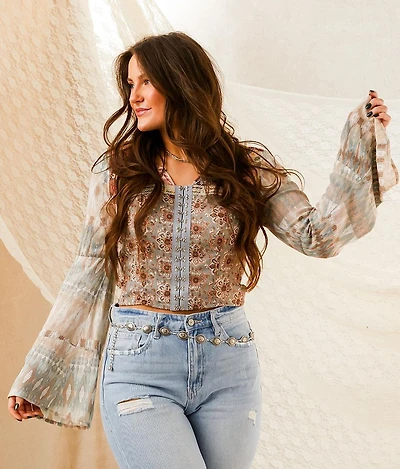 Mixed Floral Print Cropped Top