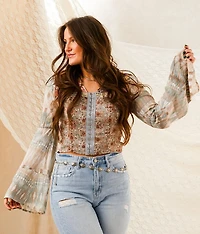 Mixed Floral Print Cropped Top