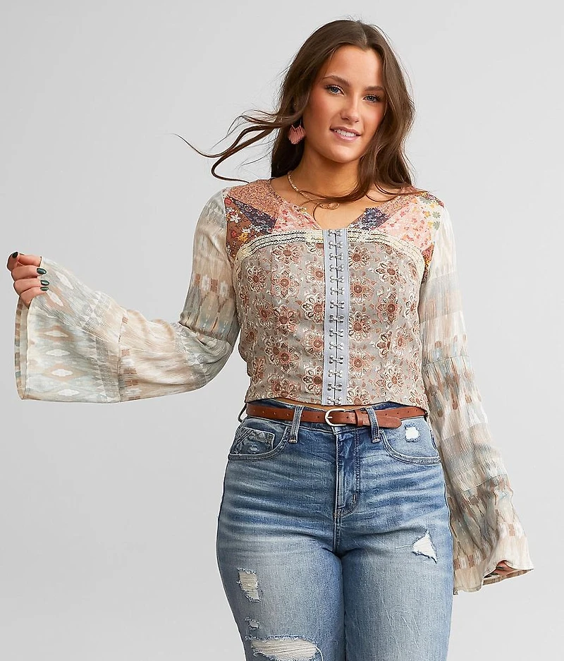 Mixed Floral Print Cropped Top