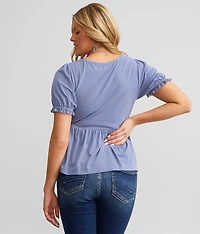Puff Sleeve Peplum Top