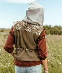 Reverse Pieced Knit Hooded Vest