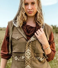 Reverse Pieced Knit Hooded Vest