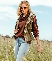 Reverse Pieced Knit Hooded Vest
