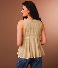 Embroidered Side Tie Tank Top