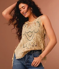 Embroidered Side Tie Tank Top