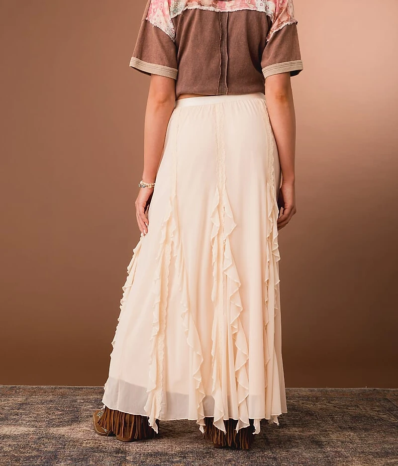 Lace Ruffle Maxi Skirt