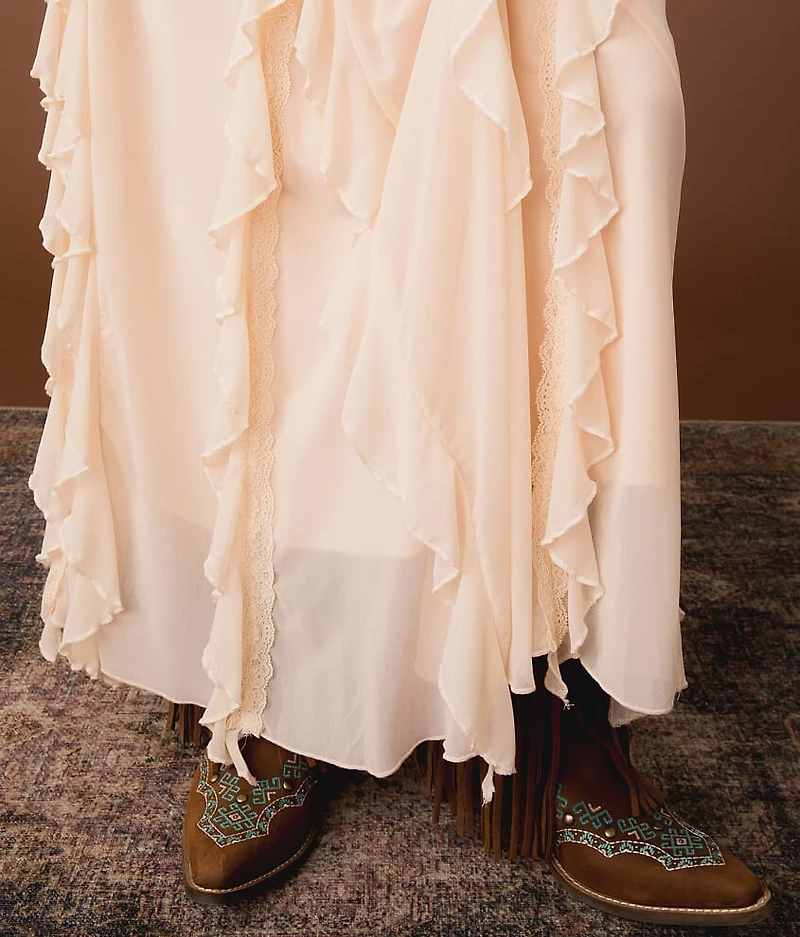Lace Ruffle Maxi Skirt