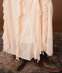 Lace Ruffle Maxi Skirt