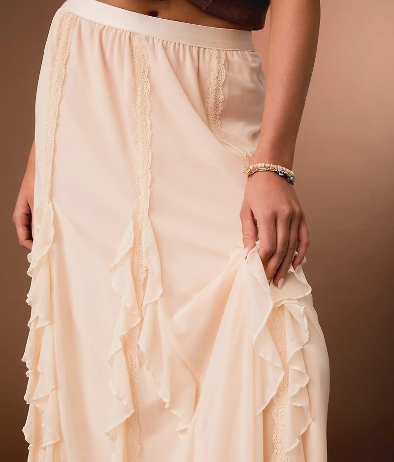 Lace Ruffle Maxi Skirt