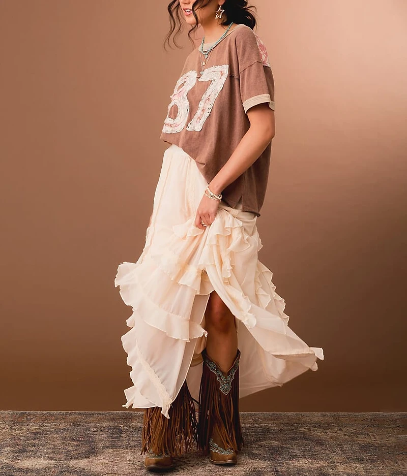 Lace Ruffle Maxi Skirt