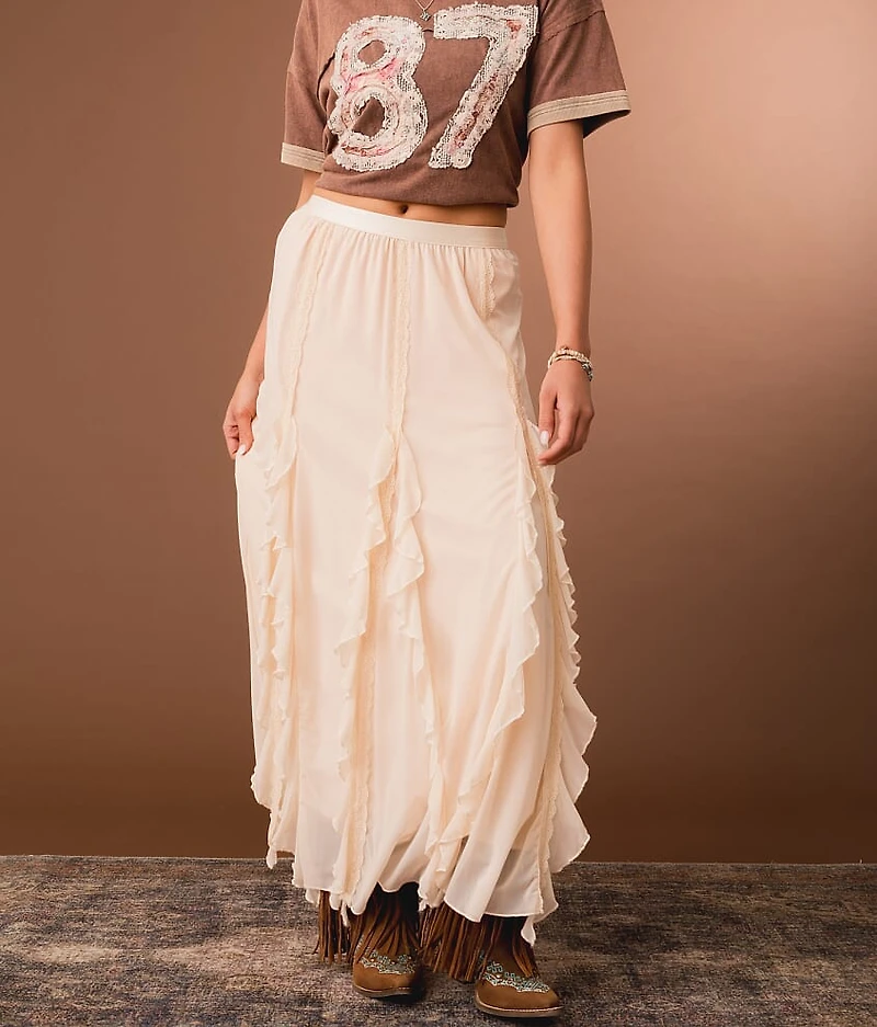 Lace Ruffle Maxi Skirt