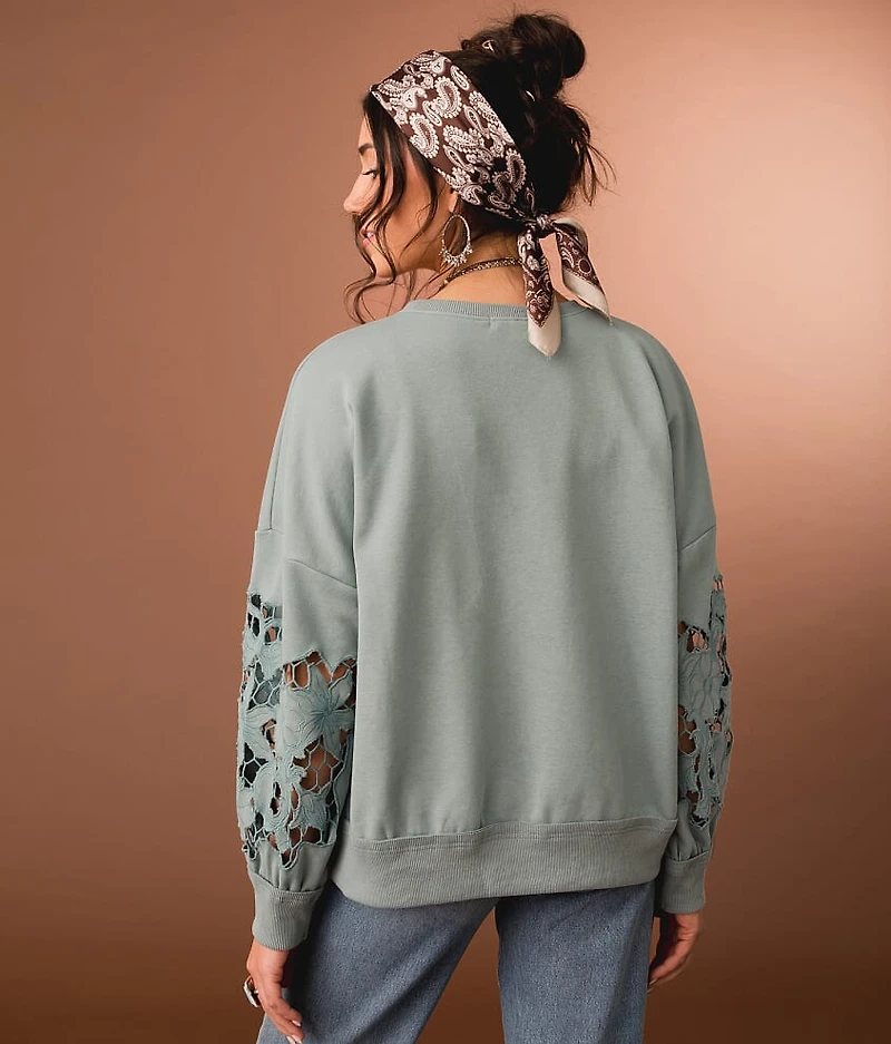 Floral Cut-Out Pullover