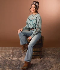 Floral Cut-Out Pullover