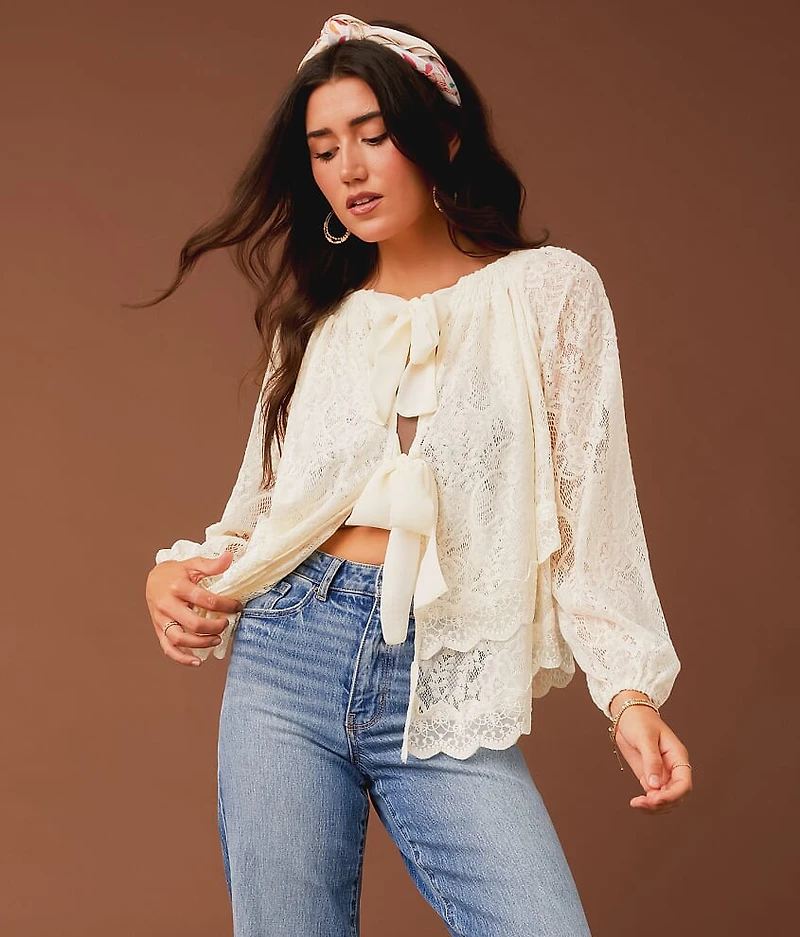 Gimmicks Tiered Lace 4-Way Top