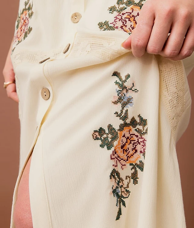 roxanne embroidered maxi dress Roxanne Orange Floral Maxi Dress main image 1