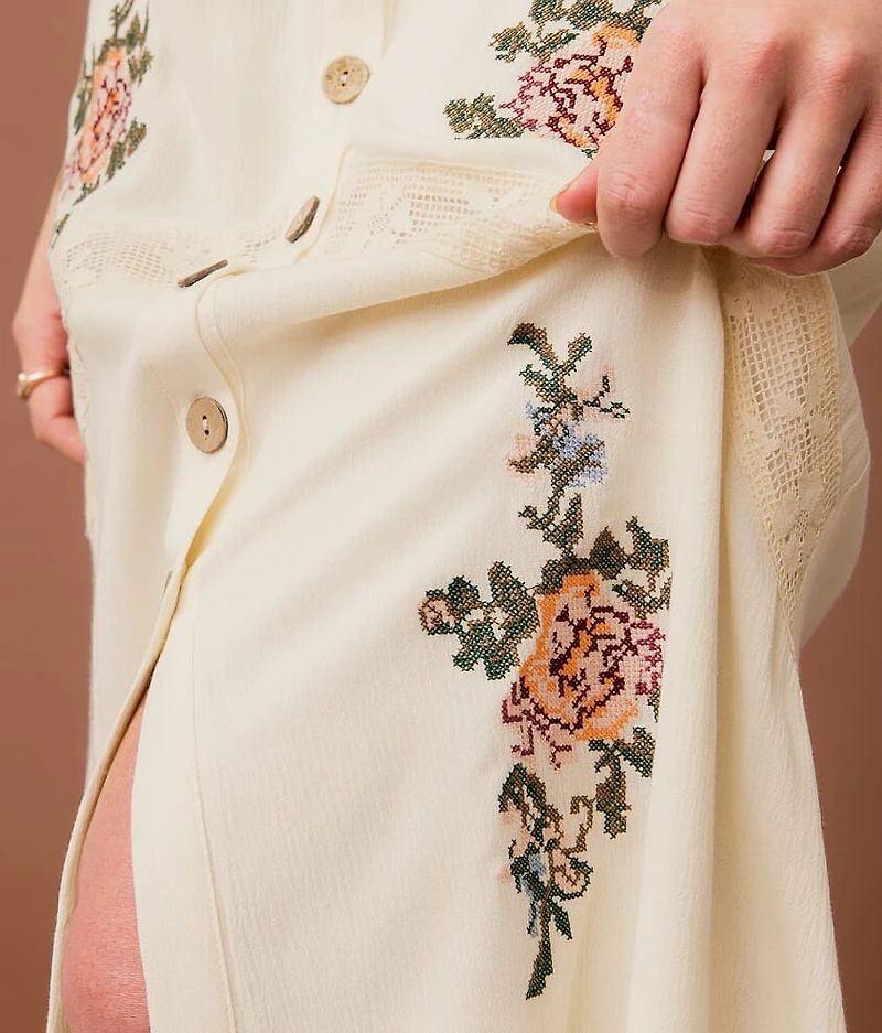 Floral Embroidered Maxi Skirt