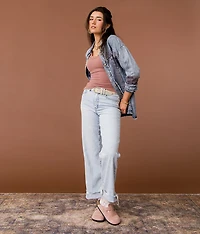 Eyelet Embroidered Chambray Shirt