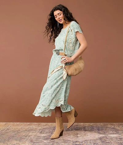 Asymmetrical Scalloped Midi Skirt