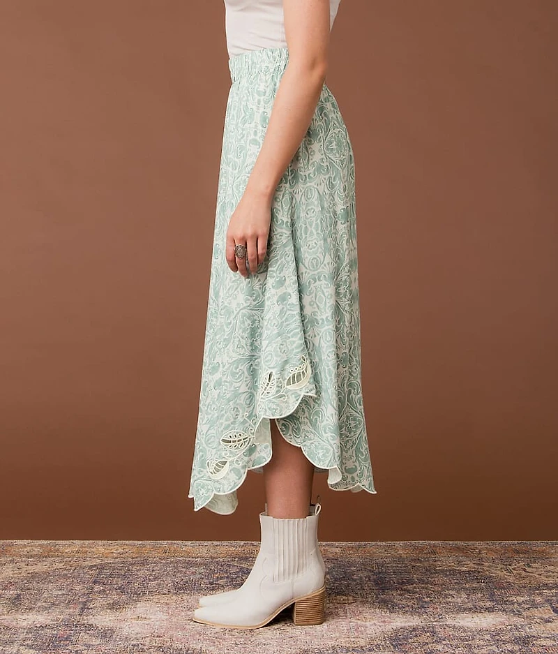 Asymmetrical Scalloped Midi Skirt