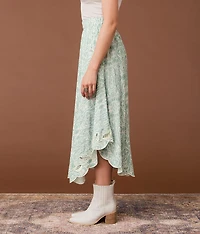 Asymmetrical Scalloped Midi Skirt