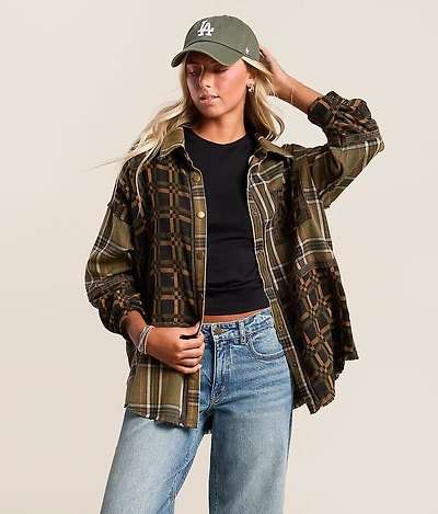 Pieced Plaid Shacket