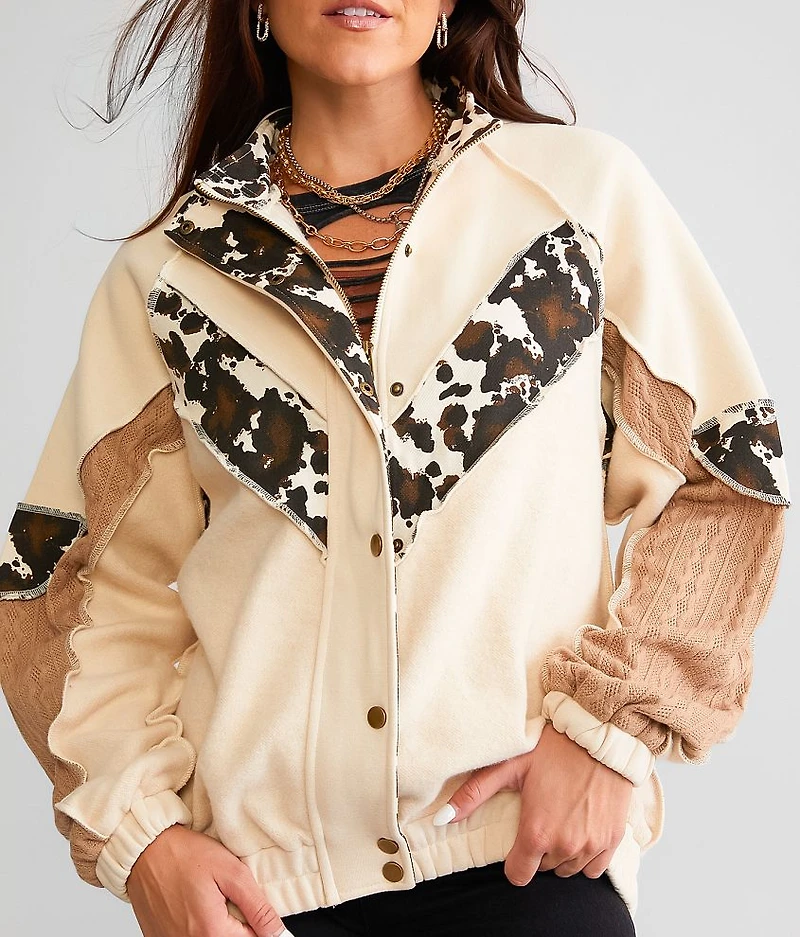 Pieced Cow Print Jacket