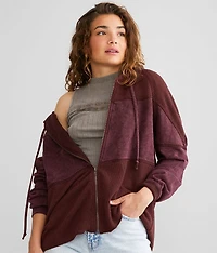 Washed Waffle Knit Hoodie