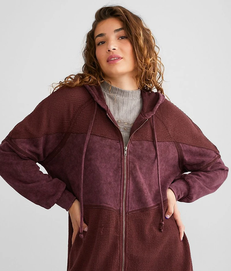 Washed Waffle Knit Hoodie