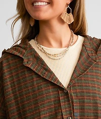 Plaid Hooded Shirt