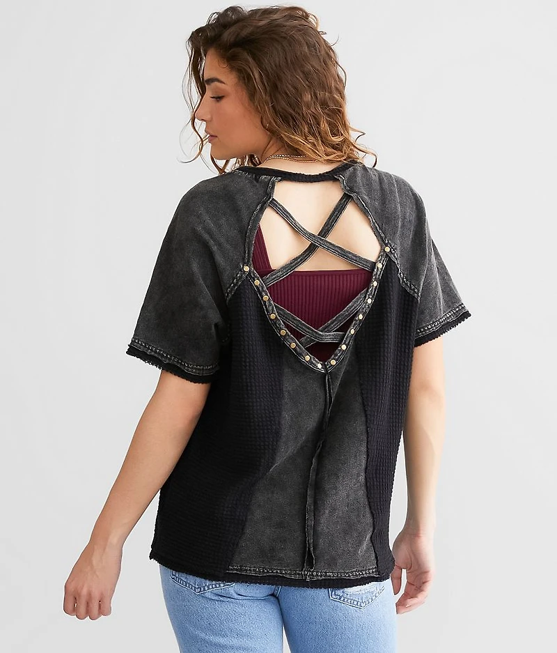 Pieced Waffle Knit Top