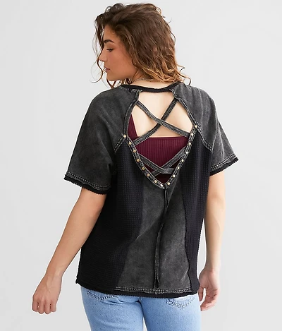 Pieced Waffle Knit Top