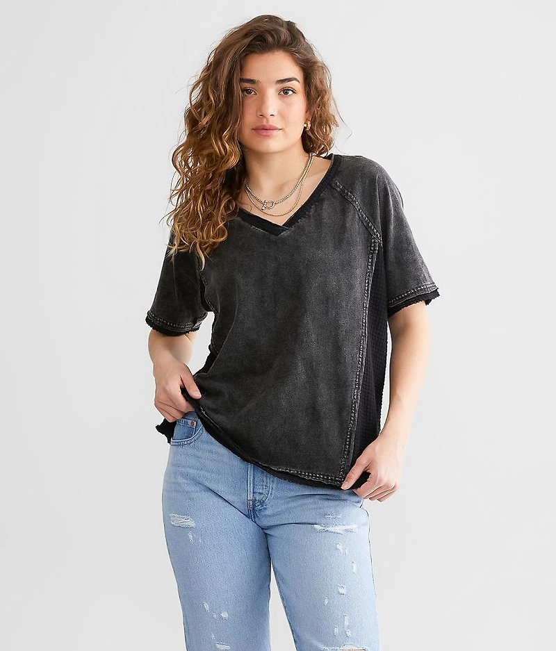 Pieced Waffle Knit Top