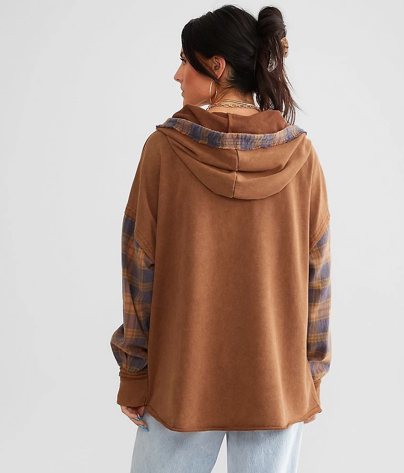 Pieced Plaid Hoodie