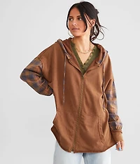 Pieced Plaid Hoodie