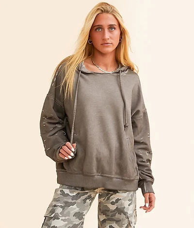 Mesh Inset Hooded Sweatshirt