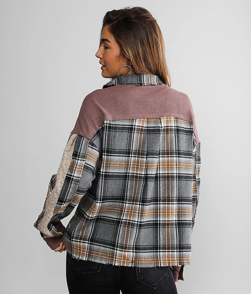 Pieced Plaid Boyfriend Shirt