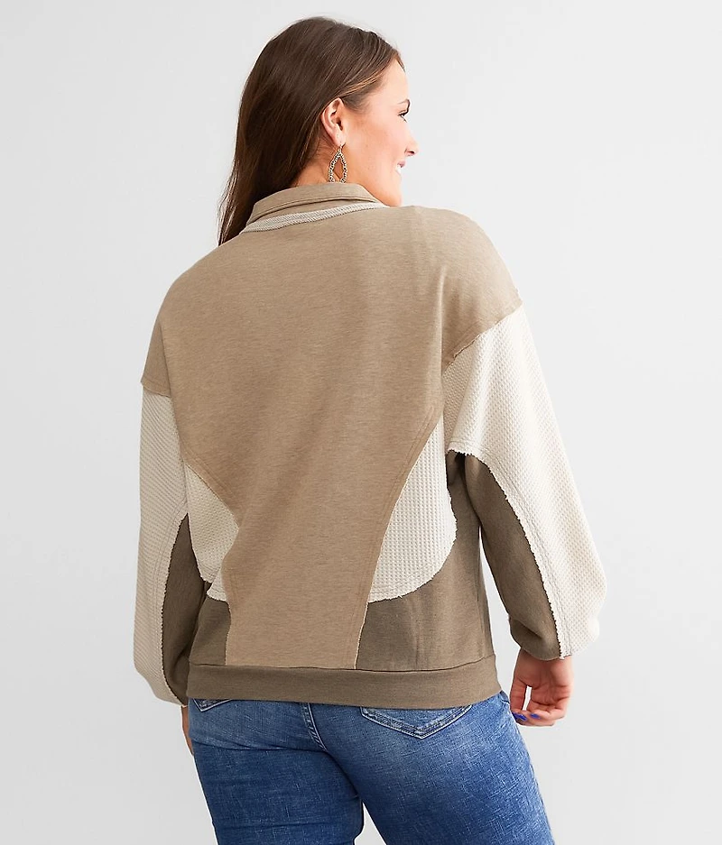 Pieced Henley Pullover